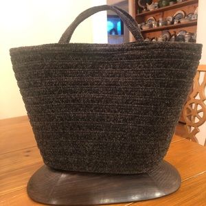 Charcoal chenille “straw style” bag